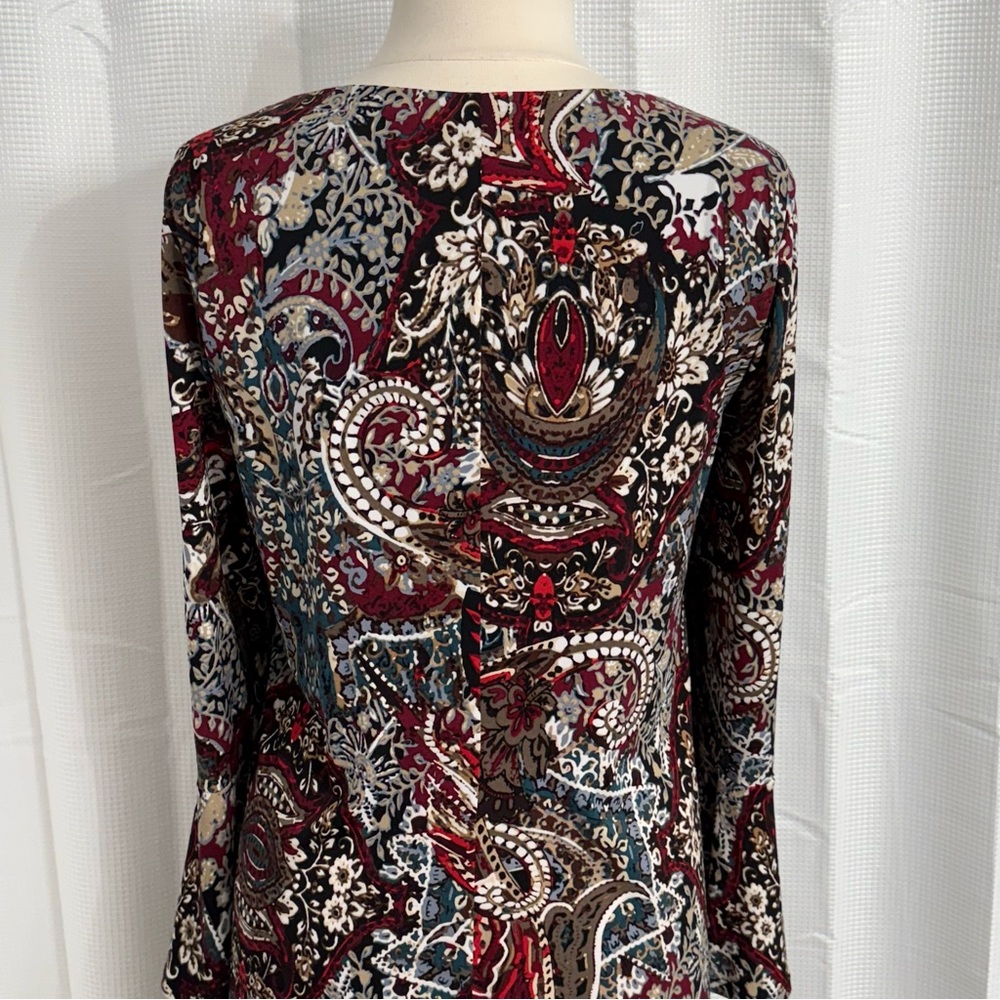 Connected Apparel Women's Bell Sleeve A-Line Pull-on Multi-Color Dress, Size 18W - Picture 6 of 7